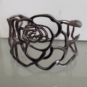 Vintage Joseph Esposito Sterling Silver Bracelet Cuff Rose design